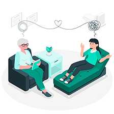 Illustration of a therapy session representing mental health support and psychological treatment